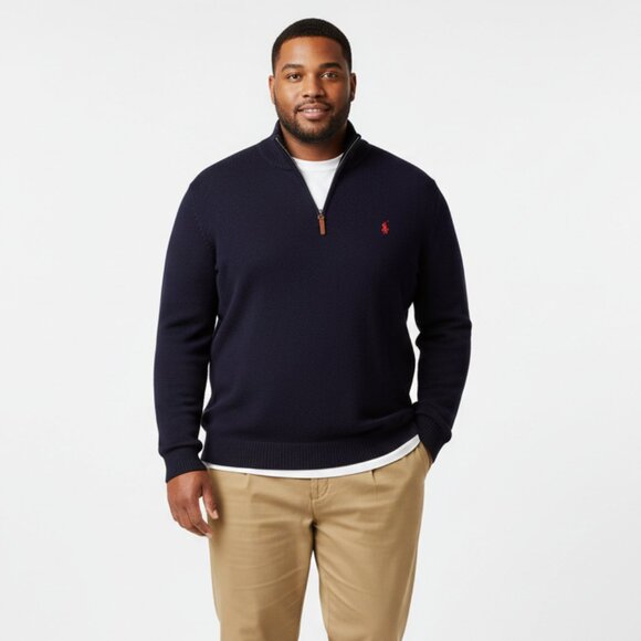 Ralph Lauren Polo Blue Knit Long Sleeve Quarter Neck Zip Sweater NEW XXL - Picture 1 of 6